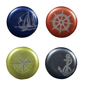 Nautical Theme Glass Snack Plates Set of 4